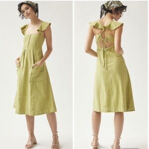 Anthropologie Pilcro Flutter Sleeve Midi Dress, Size SMALL